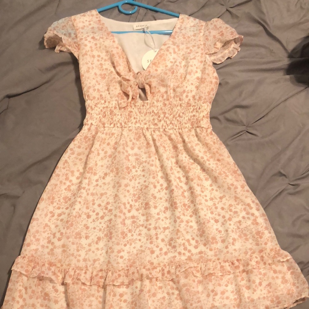 Pink front tie dress